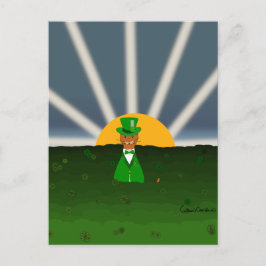 Oliver The Otter and Fält of Shamrocks Throw Pill Vykort