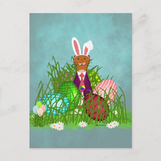 Oliver The Otter och det Underbara Påskägget Hunt Vykort (Framsida)