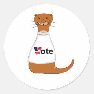 Oliver The Otter säger Vote! Runt Klistermärke