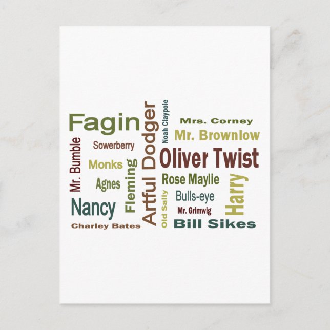 Oliver Twist Characters Vykort (Framsida)