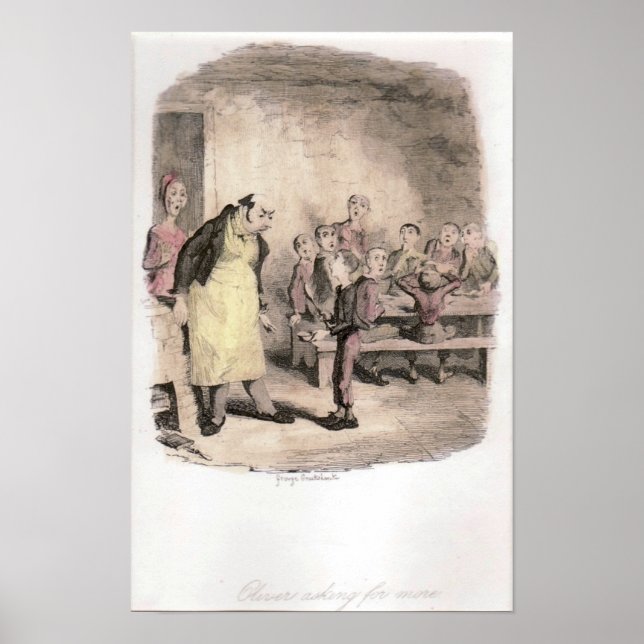 Oliver Twist frågar efter mer original Poster (Framsidan)