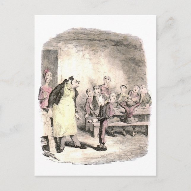 Oliver Twist frågar efter mer Vykort (Framsida)