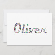 Oliver Typography med Colorful Mönster Design Desi