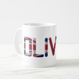 Oliver UK Flagga Namn Union Jack Typography Kaffemugg