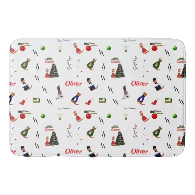 Oliver Utter Christmas Slumpmönster Badrumsmatta (Framsidan)