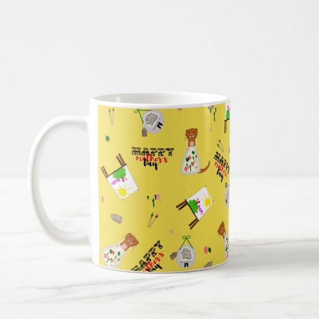 Oliver Utter Mors Dags Mönster på gul Kaffemugg (Vänster)