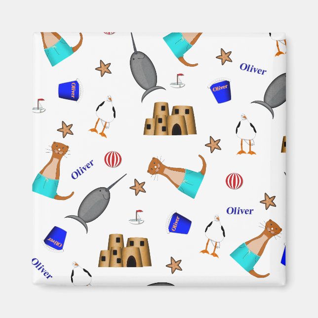 Oliver Utter Sommarsemester Strand Mönster Magnet (Framsidan)