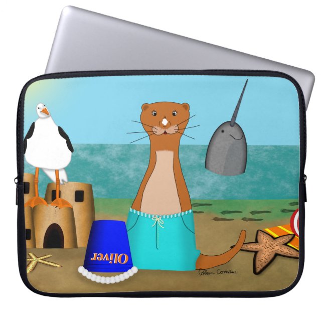 Oliver Uttern på stranden Laptop Fodral (Framsidan)