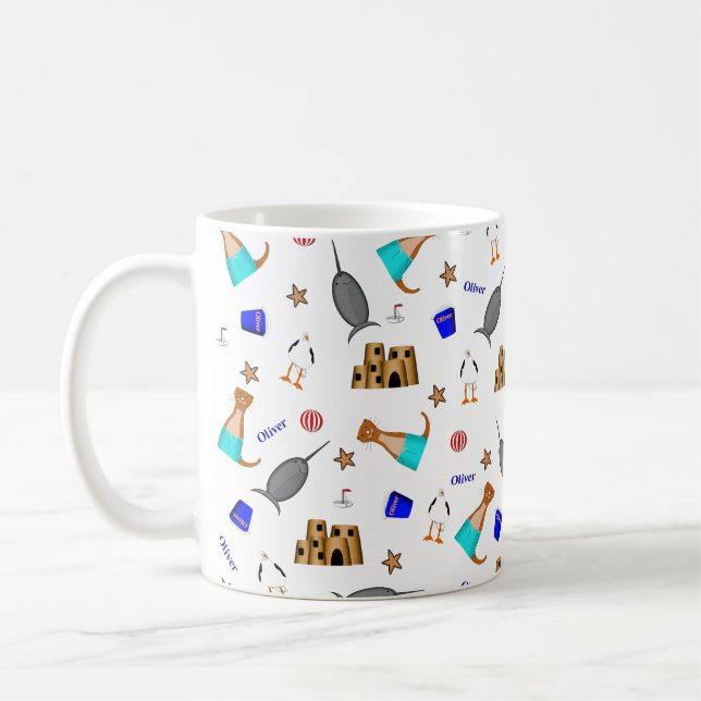 Oliver Uttern Sommar Strand Semester Mönster Kaffemugg (Vänster)