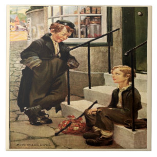 Oliver's First Meeting Jessie Willcox Dickens Kakelplatta