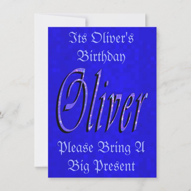 Oliver's Namn, Logotyp Birthday Bjud. Inbjudningar (Framsida)