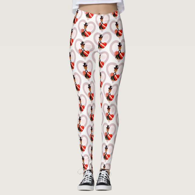 Oliver's Valentiness Date with Heart Background Le Leggings (Framsida)