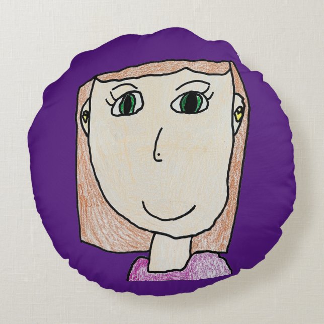 Olive's Personlig Kids Round Pillow Rund Kudde (Baksidan)