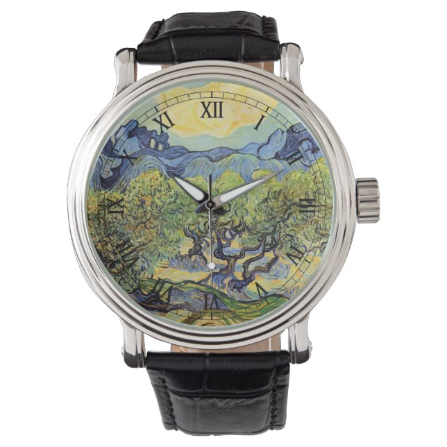Oliveträd med Alpilles av Vincent van Gogh Armbandsur (Framsida)