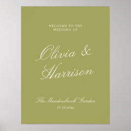 Olivgård Kalligrafi Bröllop Välkommen Poster