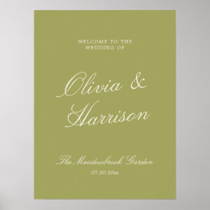 Olivgård Kalligrafi Bröllop Välkommen Poster