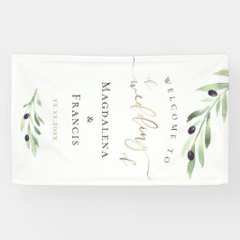 Olivgren bröllop välkomstskylt