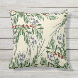 Olivgrenar och blått FlowersThrow kudder 16x16 Kudde