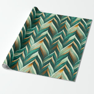 Olivgrön Abstrakt Geometrisk Naturmönster Presentpapper
