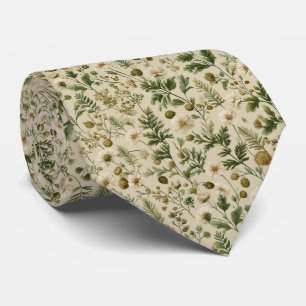 Olivgrön äng Vildblomma Personlig Bröllop Slips