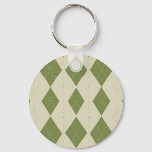 Olivgrön Argyle Diamantmönster Nyckelring