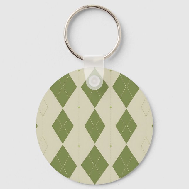 Olivgrön Argyle Diamantmönster Nyckelring (Framsida)