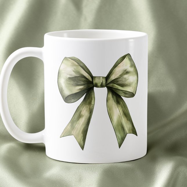 Olivgrön Båge Modern Rustik Minimalistisk Enkel Kaffemugg (Olive Green Bow Modern Rustic Minimalist Simple Coffee Mug)