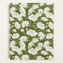 Olivgrön blommig planerare