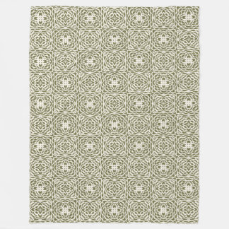 Olivgrön blomsterlattice Sherpafilt Fleecefilt