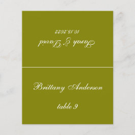 Olivgrön Bordskort Tryckt Gästenamn