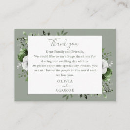 Olivgrön botanisk blomsterbröllop tack placeringskort