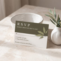 Olivgrön Botanisk Bröllops-RSVP-kort 