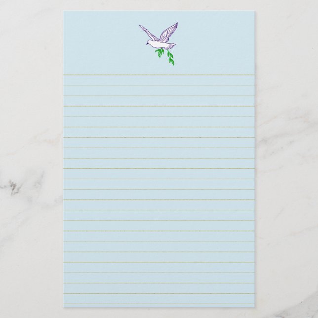 Olivgrön Brance för fredduva guld- fodrad Brevpapper (Framsida)