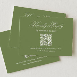 Olivgrön bröllops-RSVP Qr-kod Tilläggskort