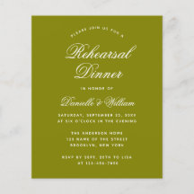 Olivgrön budgetinbjudan för repetitionsmiddag