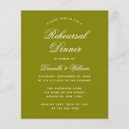 Olivgrön budgetinbjudan för repetitionsmiddag