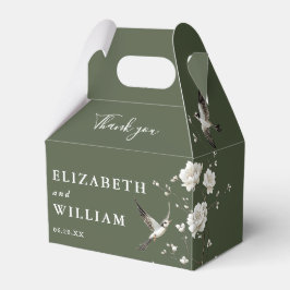 Olivgrön Chinoiserie Blommig Bröllop Tack Presentaskar
