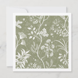 Olivgrön Chintz Reverie Elegant Botanisk Konst Anteckningskort