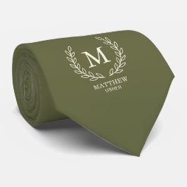 Olivgrön Elegant Bröllopsusher Laurel Monogram Slips