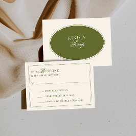Olivgrön Elegant Gammal Pengar Bröllops RSVP per P OSA Kort
