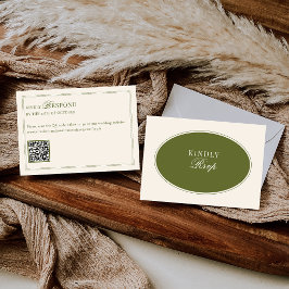 Olivgrön Elegant Gammal Pengar QR-kod Bröllop RSVP OSA Kort
