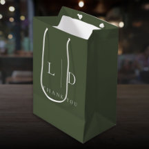 Olivgrön Elegant Minimalist Monogram Bröllop