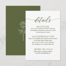 olivgrön enkel elegant klassisk Enclosure Card Tilläggskort