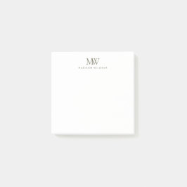 Olivgrön Enkel Elegant Modern Monogram Post-it Block