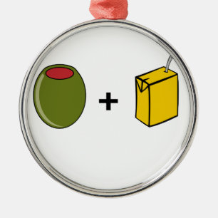 Olivgrön fruktsaft älskar jag dig julgransprydnad metall