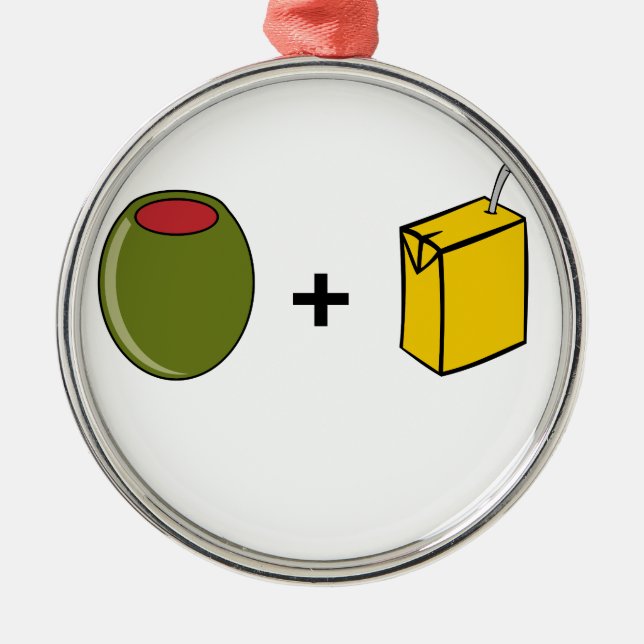 Olivgrön fruktsaft älskar jag dig julgransprydnad metall (Framsidan)