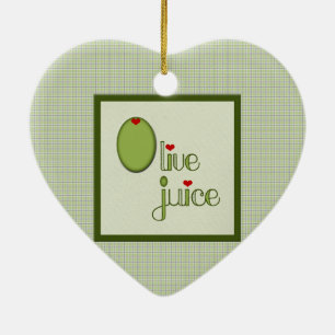 Olivgrön fruktsaft julgransprydnad keramik