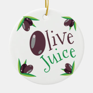 Olivgrön fruktsaft julgransprydnad keramik