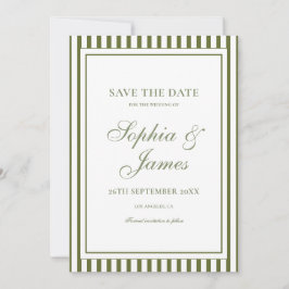 Olivgrön gammal rikedom bröllop Save the Date Inbjudningar