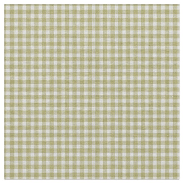Olivgrön Gingham Rutig Randig Tyg (Närbild)